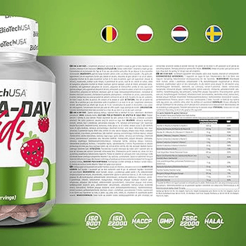 BIOTECH USA One-A-Day Kids Vitamin + Mineral - 90 chewable çiğneme tab +4 Çocuklara özel) USA MENŞEİ