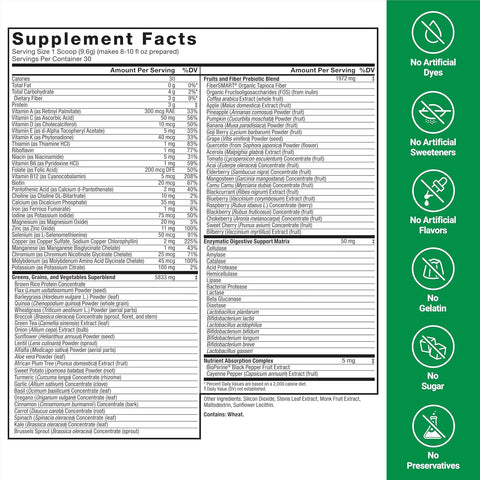 Force Factor Smarter Greens Detox Daily Gut Health Digestion 125 Million CFUs of Probiotics