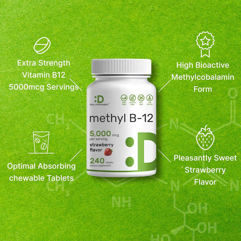 Deal Supplement Methyl B-12 Vitamins 5000 mcg, 240 Tablets