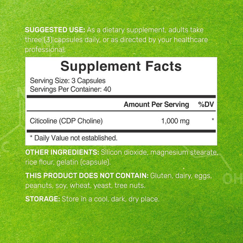 Deal Supplement Cognizin Citicoline (Sitikolin) CDP Choline 1000mg 120 Caps