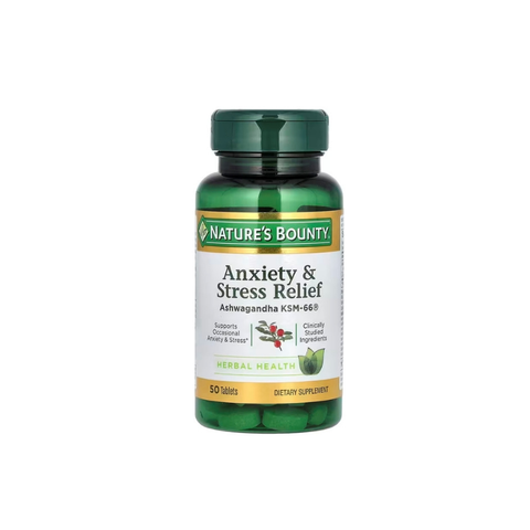 Nature’s Bounty Anxiety & Stress Relief Ashwagandha KSM-66 50 Tablets
