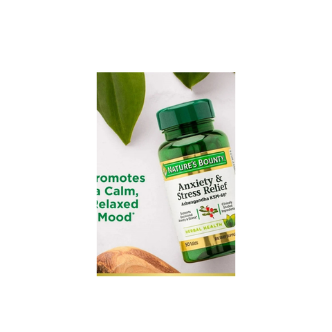 Nature’s Bounty Anxiety & Stress Relief Ashwagandha KSM-66 50 Tablets