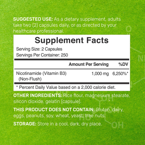 Deal Supplement Niacinamide Vitamin B3 1,000mg Per Serving, 500 Capsules - Cilt Sivılce desteği