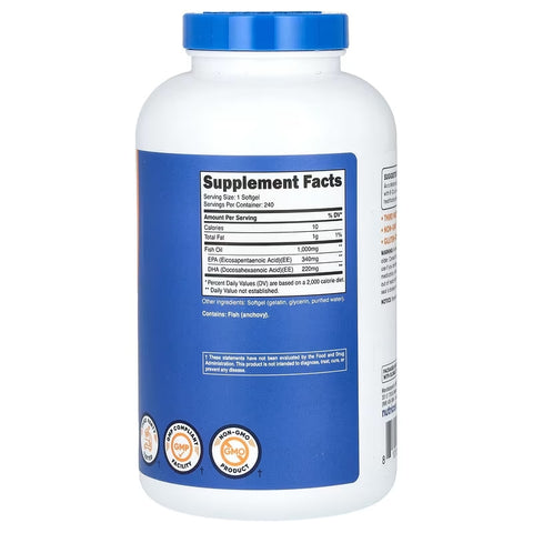 Nutricost Fish Oil Balık Yağı 1000mg 560mg of Omega 3 240 Softgels