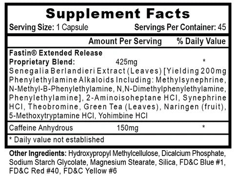 Hitech Fastin®-XR with Senegalia Yohimbine+Green Tea Appetite control weight loss 45 KAPSÜL