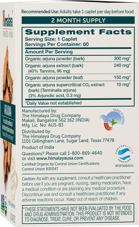 Himalaya Organic Arjuna 60 Caplets -