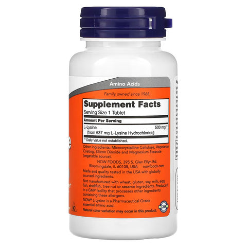 NOW Foods, L-Lysine(Lizin) 500 mg, 100 Tablet