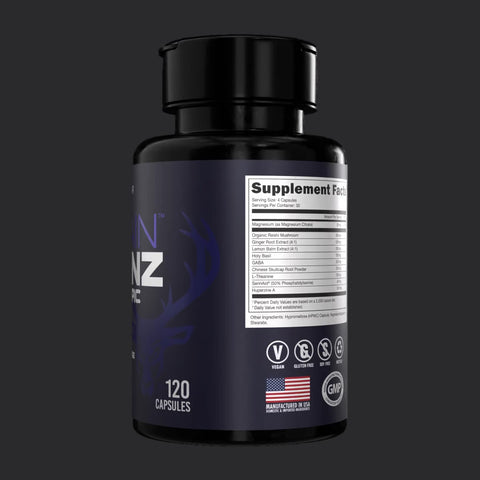 Bucked Up Brain Gainz Nootropic Lions mane+Same+PQQ+Niacin+Theanine+Huperzine+Reishi 240 Caps USA.