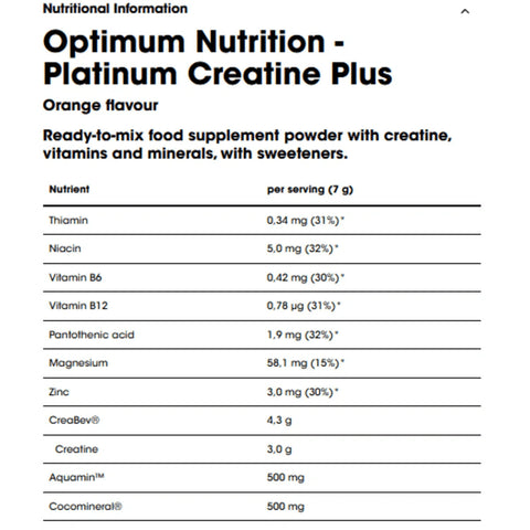 Optimum Nutrition Platinum Creatine Plus + Zinc + Niacin 350 Gram - 50 Servis