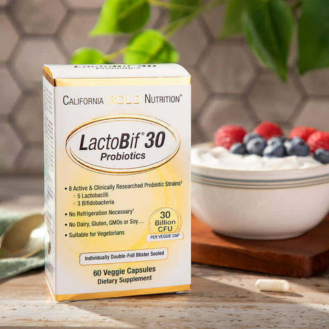 California Gold LactoBif 5 Probiotics wit 5 Lactobacilli 3 Bifidobacteria, 30 Billion CFU, 60 Vegan