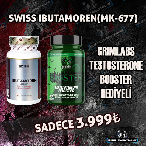 Swiss İbutamoren MK677 45 Caps + Grimlabs Sinister Testo Booster 30 Caps