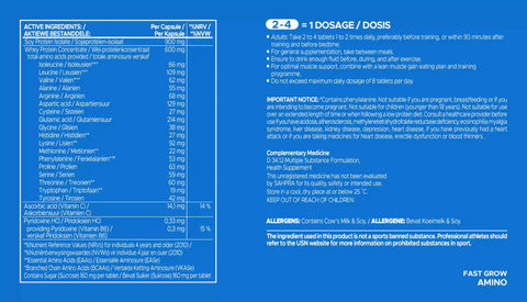USN Fast Test Growt Amino+Bcaa (Whey Protein concentrate) 2 1 1 - 120 Tablet