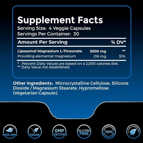 Wellnees Labs Liposomal Magnesium(Magnezyum) L-Threonate Sleep 3000mg – 120 Capsules