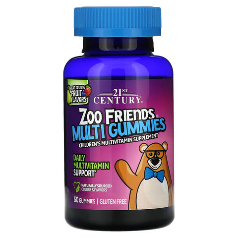 21st Century, Zoo Friends, Kids Vitamin Multi Gummies, Fruit, 60 Gummies (Çocuk vitamini +2 yaş )