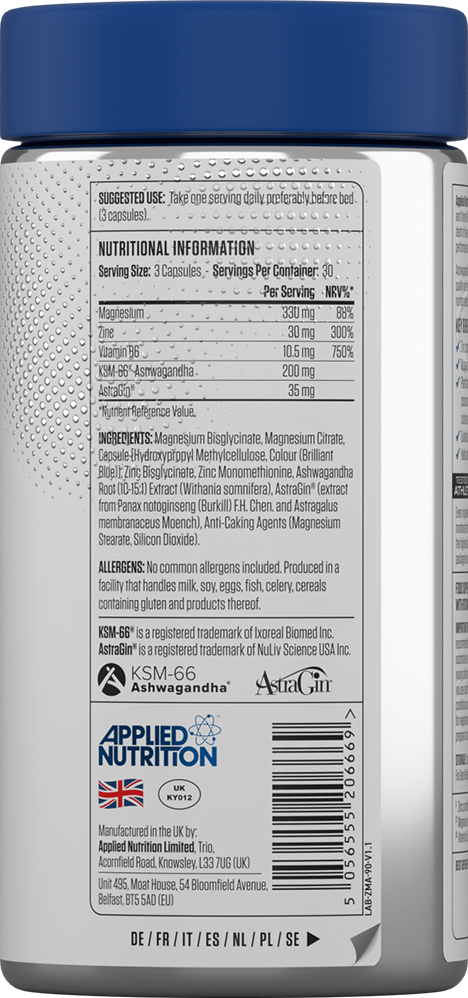 Applied Nutrition ZMA(Magnezyum+Çinko+B6) 90 Caps