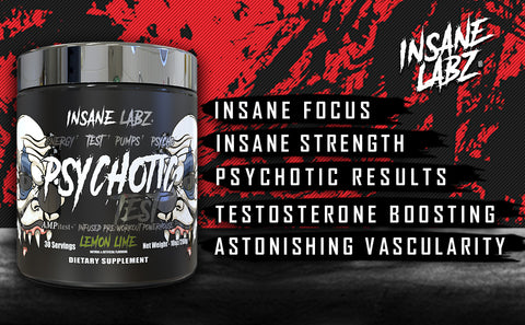 Insane Labz Psychotic Test, High Stim Testosterone Energy & Pump Boosting Pre-Workout Powder