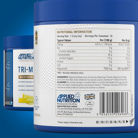 Applied Nutrition Tri-Magnesium(Magnezyum) Complex (Glycinate+Taurate+Citrate+) Powder 50 Servis