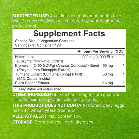 Deal Supplement Nattokinase Bromelain 4,000 FU Per Serving, 240 Veggie Capsules