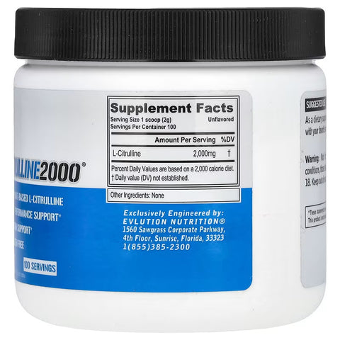 EVLution Nutrition L-Citrulline 2000 Mg 100 Servis