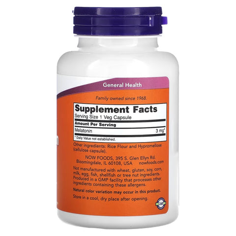 NOW Foods Melatonin 3 mg 180 Veg Caps