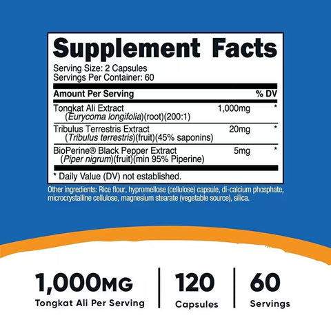 Nutricost Tongkat Ali Tribulus Mix 1000 Mg 120 Capsules