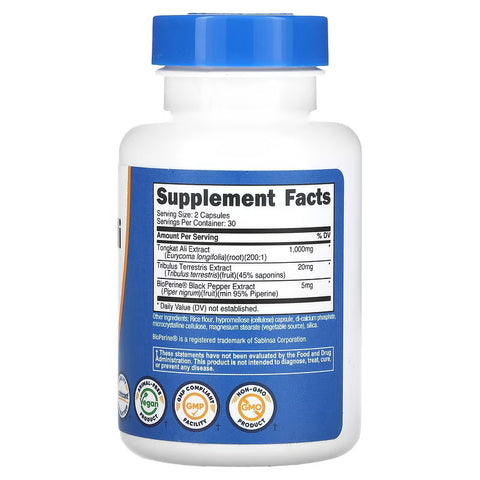 Nutricost Tongkat Ali+ Tribulus 200:1 1000 Mg 60 Kapsül