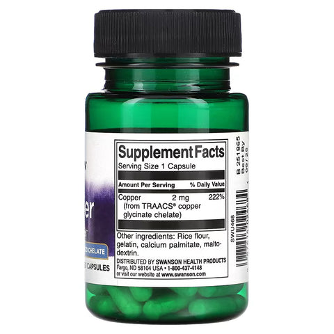 Swanson Albion Copper Mineral 2 mg 60 Kapsül