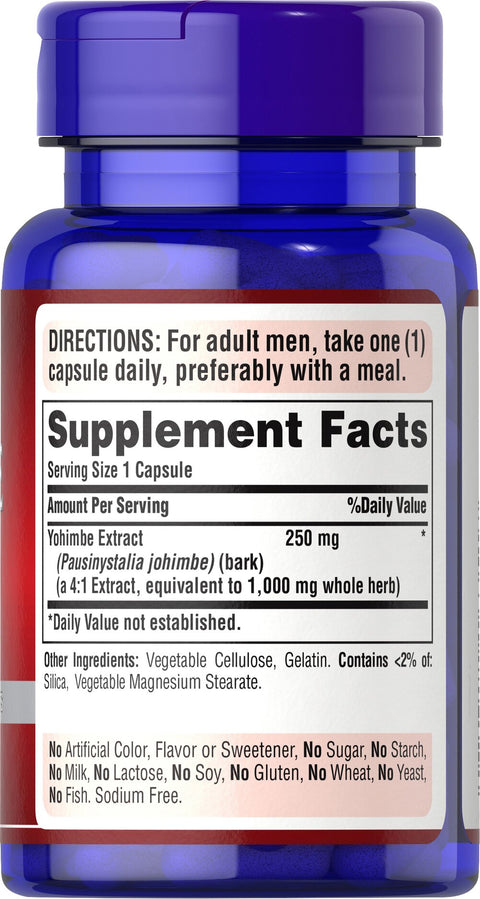 Puritans Pride Yohimbe Extract For Men Yohimbine 1000 mg 50 Caps