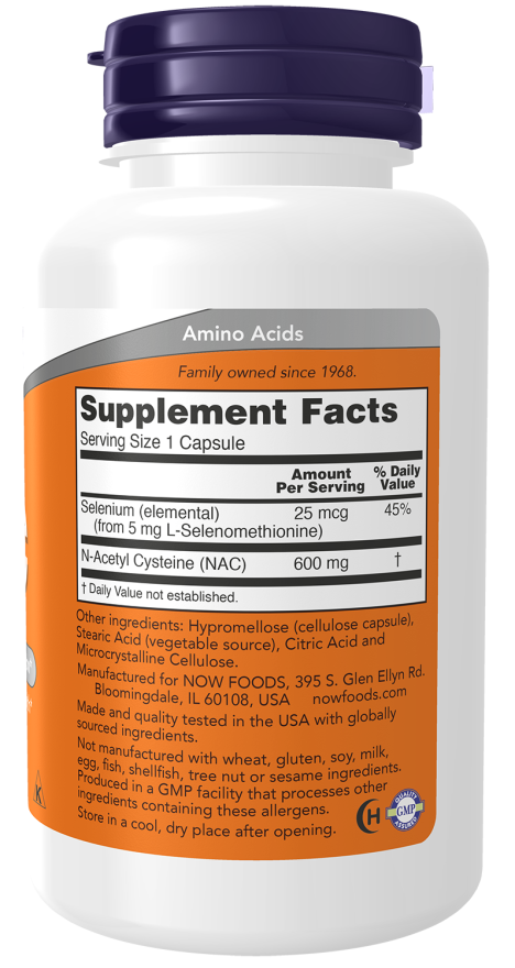 NOW Foods NAC 600 mg 100 Vegetarian Capsules