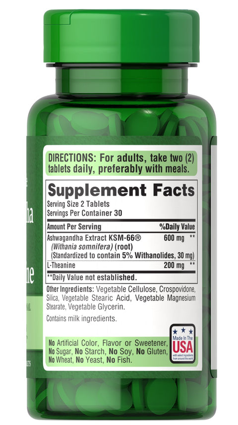 Puritan's Pride Ashwagandha KSM66 & L-Theanine-60 Tablet