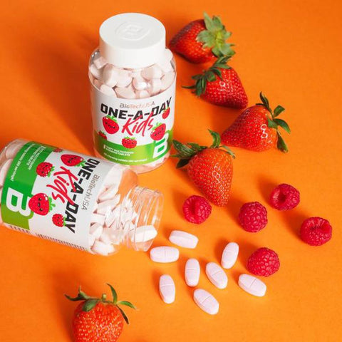 BIOTECH USA One-A-Day Kids Vitamin + Mineral - 90 chewable çiğneme tab +4 Çocuklara özel) USA MENŞEİ