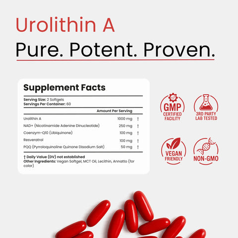 Bloomeo Urolithin A NAD Resveratrol CoQ10 Ubiquinone PQQ 5-in-1 120 Softgels