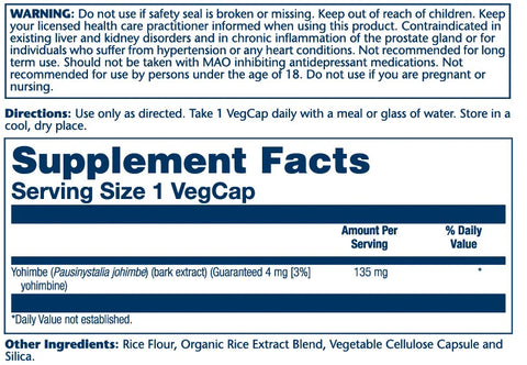 Solaray Yohimbe(Yohimbine) Bark Extract 135mg 60 Caps