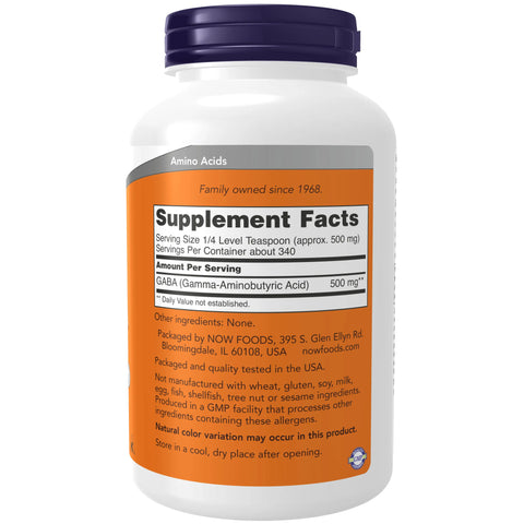 NOW Foods GABA Pure Powder 500 mg  170 g - 340 servis