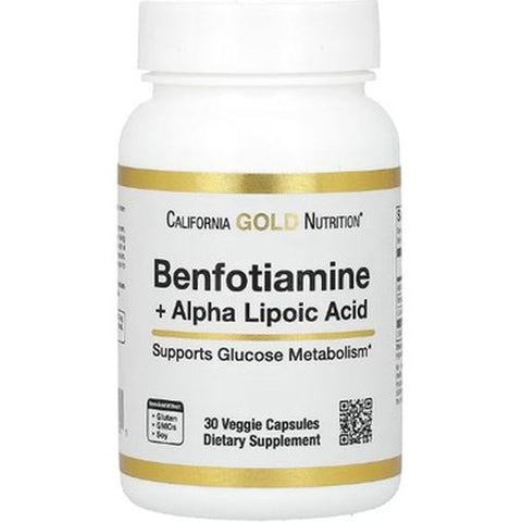 California Gold Nutrition, Benfotiamine + Alpha Lipoic Acid, 30 Vegetarian Capsules