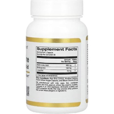 California Gold Nutrition, Benfotiamine + Alpha Lipoic Acid, 30 Vegetarian Capsules