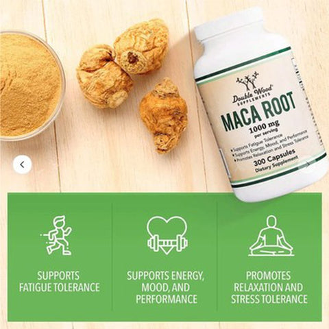 DOUBLE WOOD Maca (MATCHA) Root 1000 Mg 300 Caps - 150 SERVİS