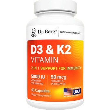 Dr. Berg Maximum Strength 2-in-1 Vitamin D3 K2 5000 IU 60 Caps