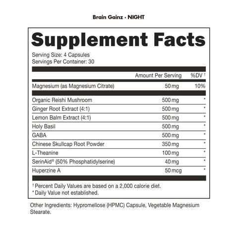 Bucked Up Brain Gainz Nootropic Lions mane+Same+PQQ+Niacin+Theanine+Huperzine+Reishi 240 Caps USA.