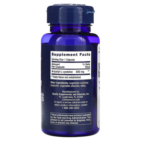 Life Extension, N-Acetyl-L-Cysteine, NAC 600 mg, 60 Capsules