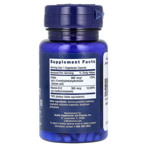 Life Extension, BioActive, Folate & Vitamin B12, 90 Vegetarian Caps