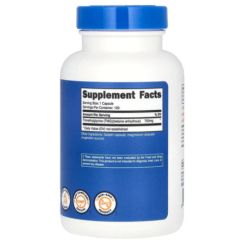 Nutricost TMG Trimethylglycine Betaine Anhydrous 750 mg 120 Capsules