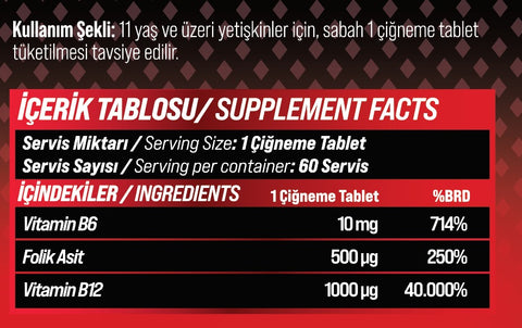 Grimsupps B6+B12 Folic Acid 60 Strawberry Chewable Tablet