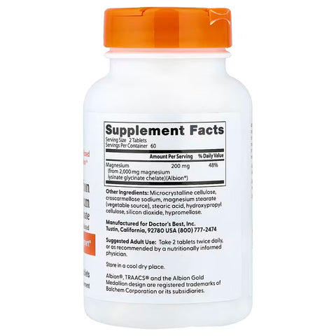 Doctor's Best High Absorption Sleep Magnesium Glycinate 120 Tablets