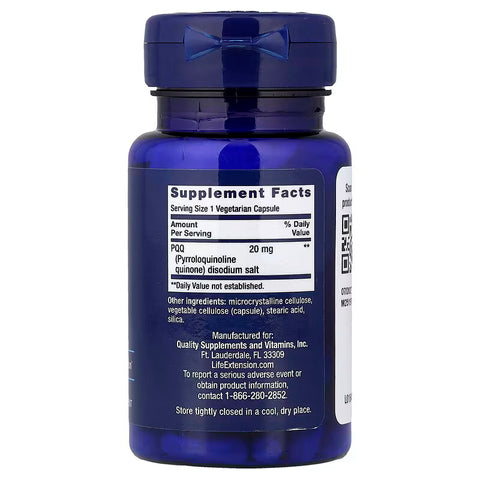 Life Extension PQQ Antioxidants Brain & Cognitive 20 mg 30 Vegetarian Capsules