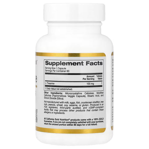 California Gold Nutrition L-Theanine Featuring AlphaWave Brain & Cognitive 100 mg 60 Veggie Caps