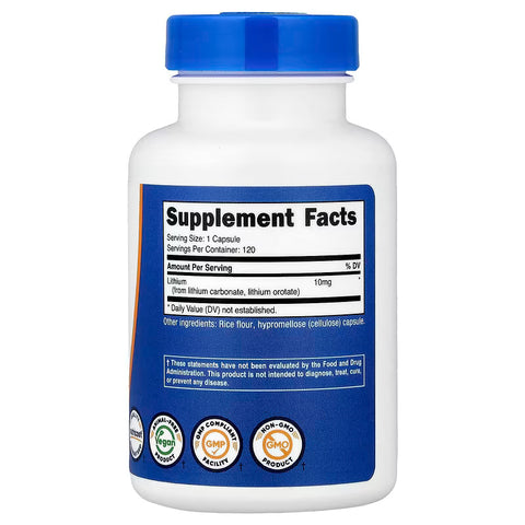 Nutricost Lithium Orotate 10 mg 120 Capsules