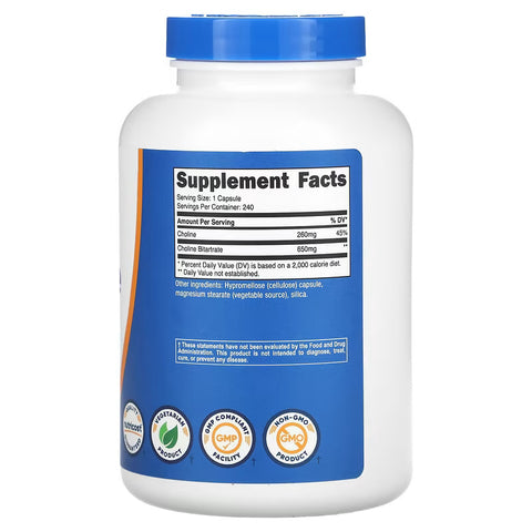 Nutricost Choline Bitartrate 650 mg 240 Capsules