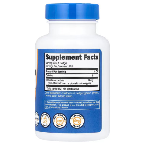 Nutricost Astaxanthin 12 mg 120 Softgels