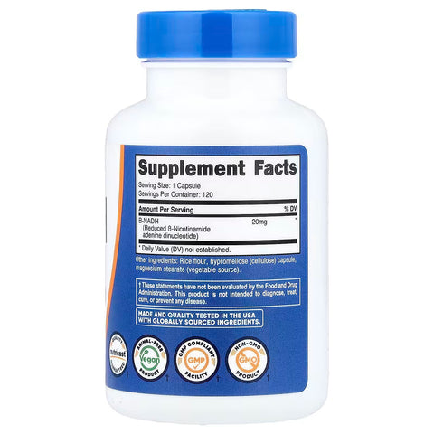 Nutricost NADH Nicotinamide Adenine Dinucleotide 20 mg 120 Capsules